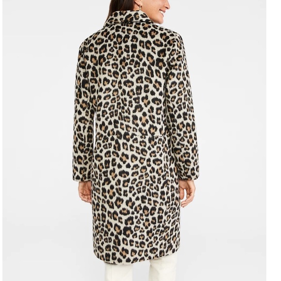 Ann Taylor Brushed Leopard Print Shawl Collar Cocoon Coat 553115 - Picture 2 of 10